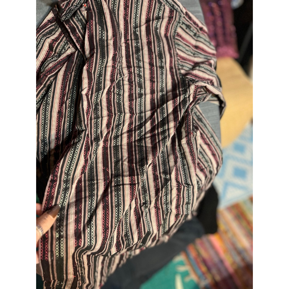 Women's Dream Apparel Button Down Shirt L Black Red Striped